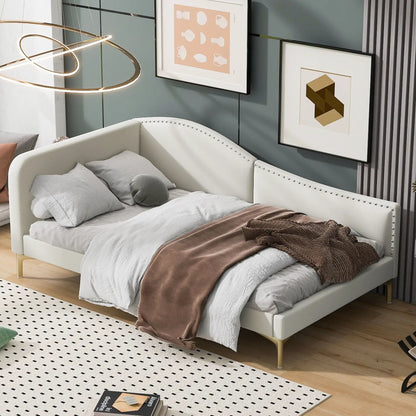 Upholstered Daybed with Headboard and Armrest
