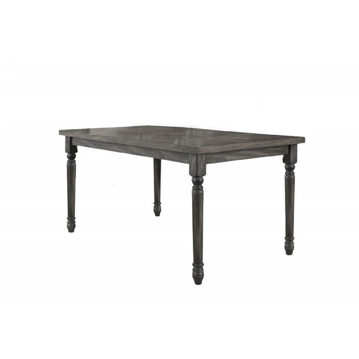 Rectangular gray wooden dining table with turned legs on Tampa Home & Garden Store
