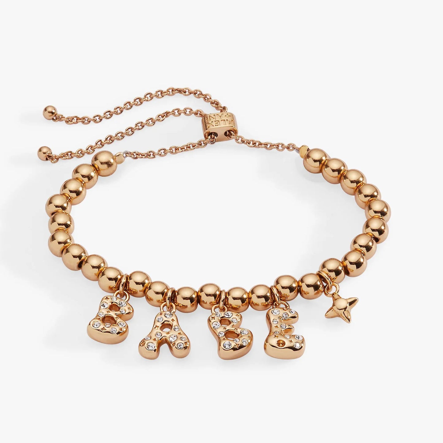 Babe Bubble Beaded Bolo Bracelet rosegold with charms clasp on Tampa Home & Garden Store