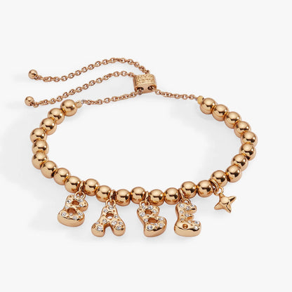 Babe Bubble Beaded Bolo Bracelet rosegold with charms clasp on Tampa Home & Garden Store