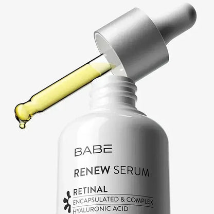 Babe Renew Retinal Serum 30ml white bottle with dropper, yellow serum, skincare by BABE on Tampa Home & Garden Store