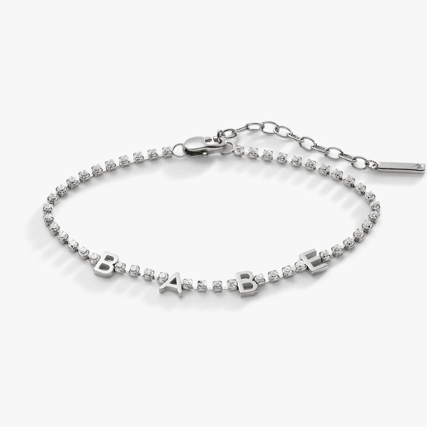 Babe crystal tennis bracelet set with BABE letter bracelet, pave crystals, silver-tone finish on Tampa Home & Garden Store