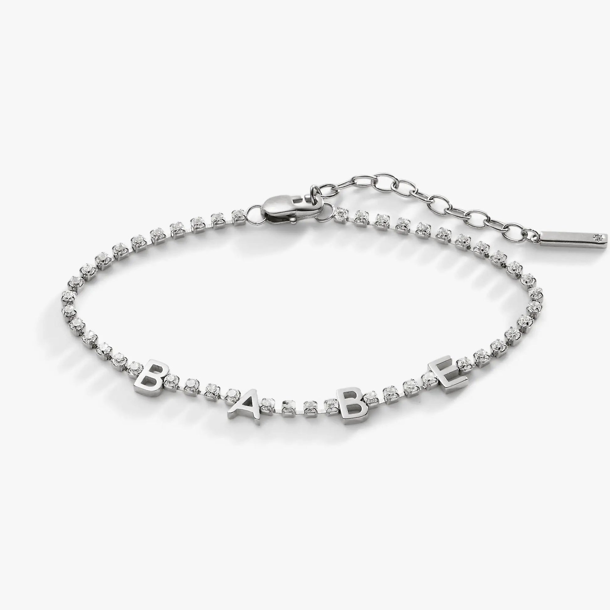 Babe crystal tennis bracelet set with BABE letter bracelet, pave crystals, silver-tone finish on Tampa Home & Garden Store