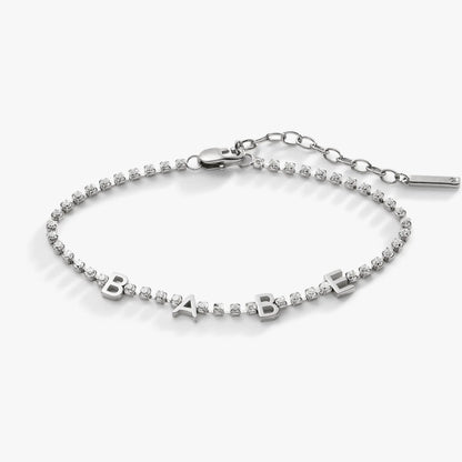 Babe crystal tennis bracelet set with BABE letter bracelet, pave crystals, silver-tone finish on Tampa Home & Garden Store
