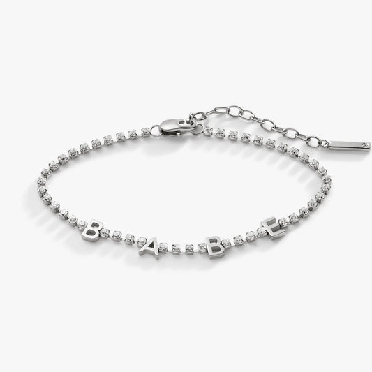Babe crystal tennis bracelet set with BABE letter bracelet, pave crystals, silver-tone finish on Tampa Home & Garden Store