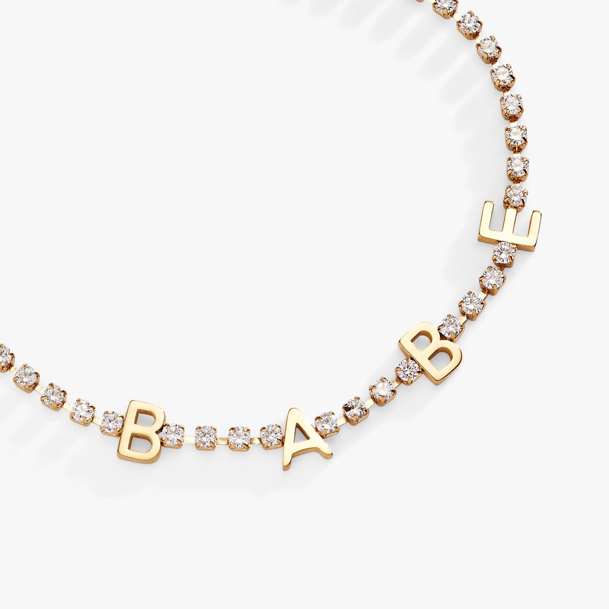 Babe Crystal Tennis Bracelet, gold-tone with clear crystals and BABE charms by Alex and Ani on Tampa Home & Garden Store