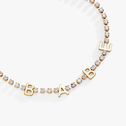 Babe Crystal Tennis Bracelet, gold-tone with clear crystals and BABE charms by Alex and Ani on Tampa Home & Garden Store