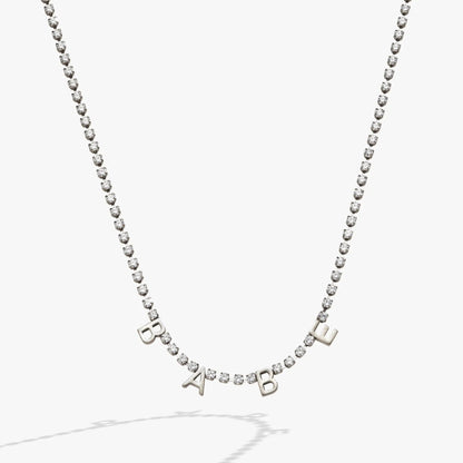 Babe crystal tennis necklace by Alex and Ani with crystal chain and BABE lettering on Tampa Home & Garden Store