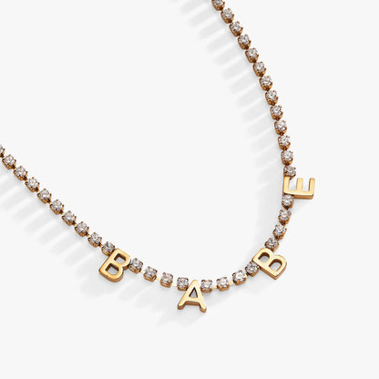 Babe crystal tennis necklace in gold-tone with clear stones by Alex and Ani on Tampa Home & Garden Store