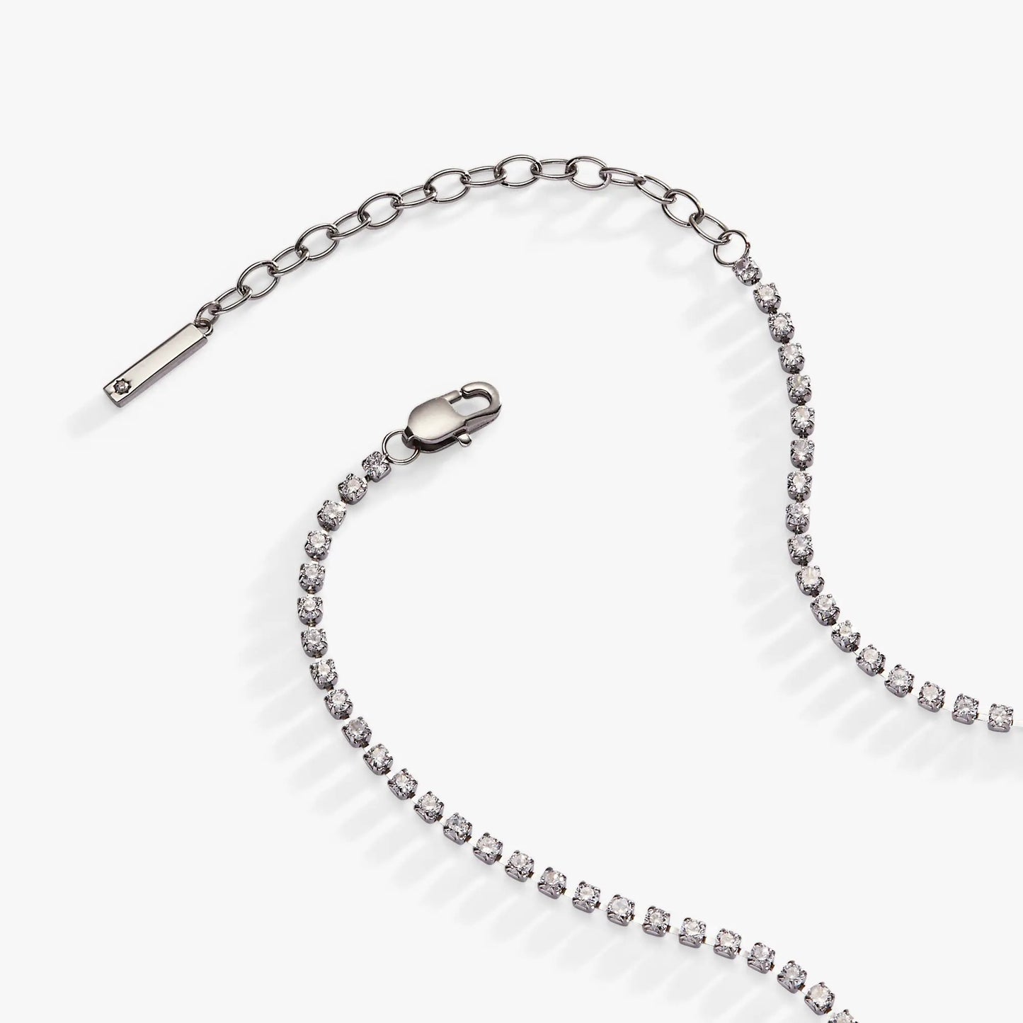 Babe Crystal Tennis Necklace by ALEX AND ANI, silver-tone chain with crystal pavé tennis strand on Tampa Home & Garden Store