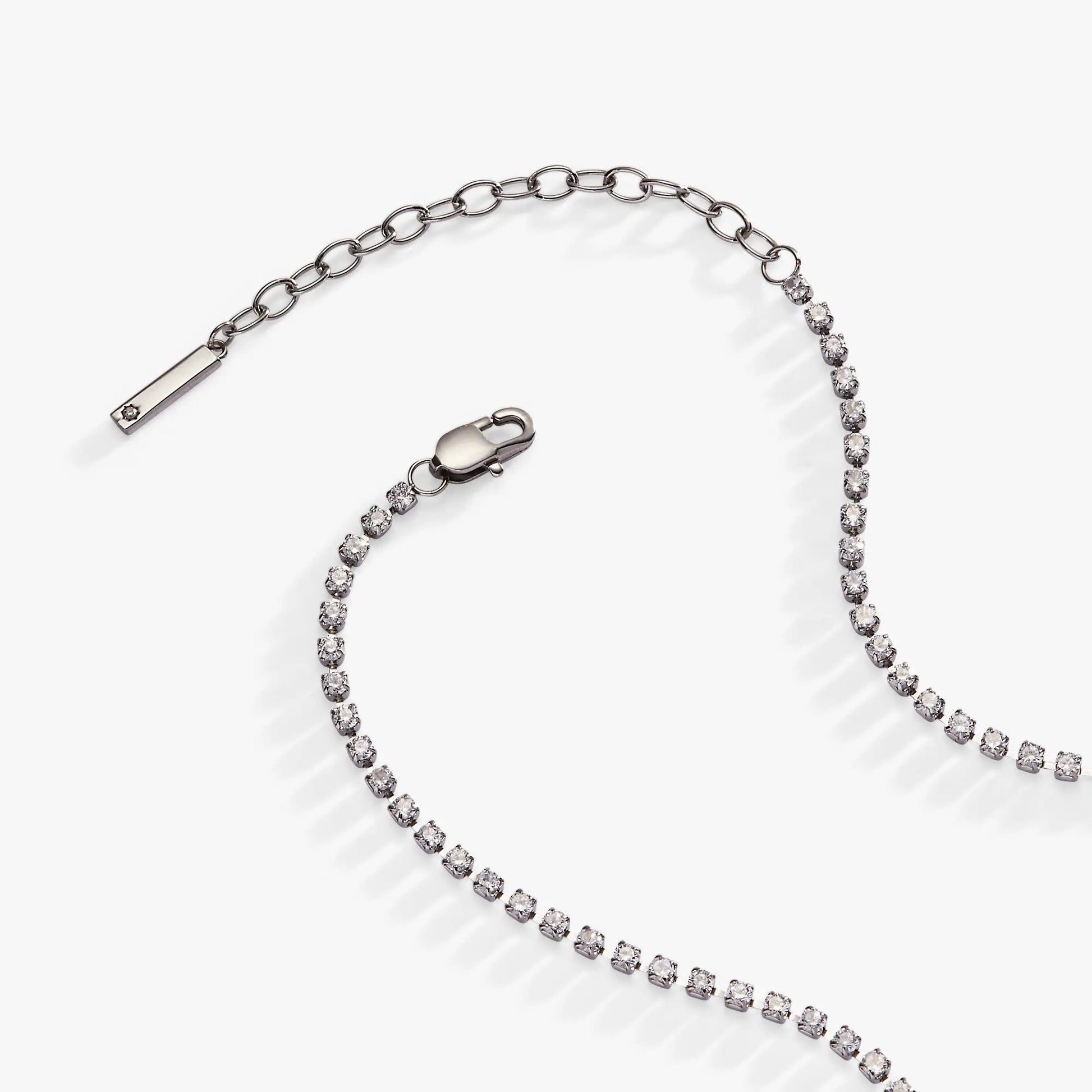 Babe Crystal Tennis Necklace by ALEX AND ANI, silver-tone chain with crystal pavé tennis strand on Tampa Home & Garden Store