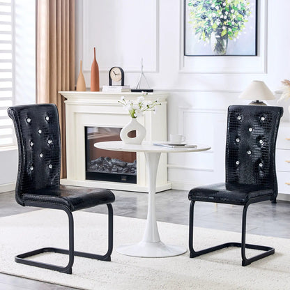 Alligator-skin upholstered dining chairs, black crocodile embossed, 2pc Unique Piece Furniture on Tampa Home & Garden Store