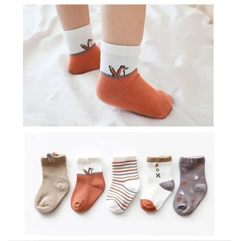 Stevvex baby girls cotton autumn socks 6-pair set in orange beige white with stripes on Tampa Home & Garden Store