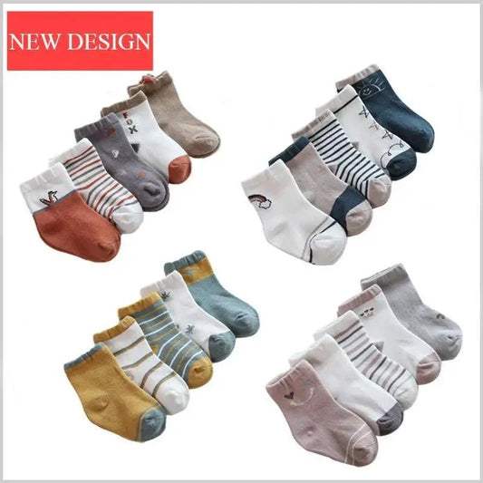 Stevvex baby girls cotton cartoon autumn socks set in assorted colors on Tampa Home & Garden Store