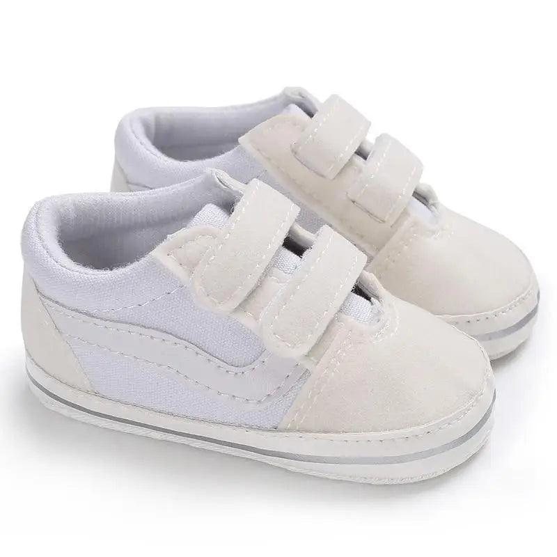 Stevvex baby sneakers pair white lavender PU leather with Velcro straps soft sole on Tampa Home & Garden Store
