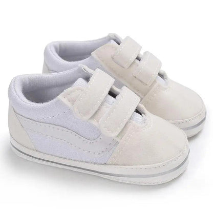 Stevvex baby sneakers pair white lavender PU leather with Velcro straps soft sole on Tampa Home & Garden Store