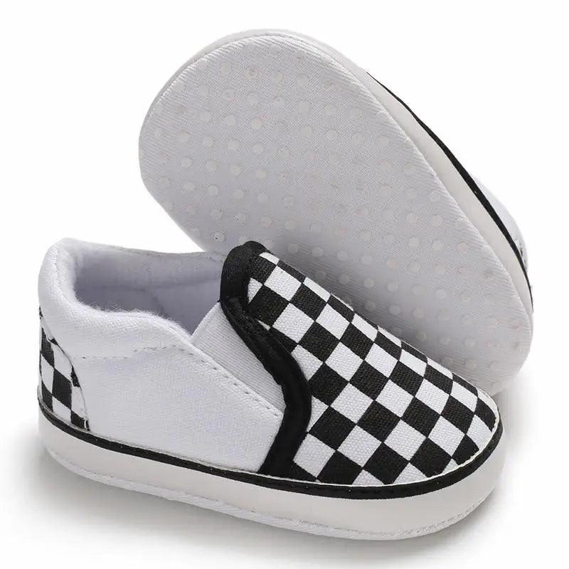 Baby shoes PU leather with checkerboard, soft sole moccasins on Tampa Home & Garden Store