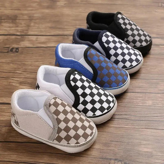 Baby shoes Classical Sport soft sole PU leather crib moccasins in checkerboard slip-ons on Tampa Home & Garden Store