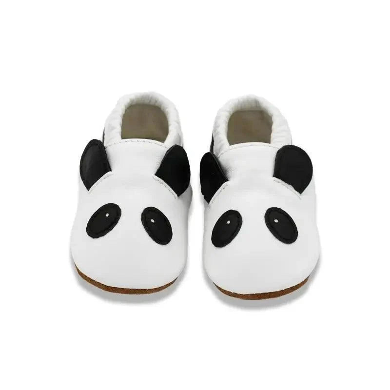 Baby panda leather booties pair by Stevvex white with black ears moccasin shoes on Tampa Home & Garden Store