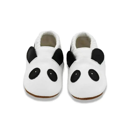 Baby panda leather booties pair by Stevvex white with black ears moccasin shoes on Tampa Home & Garden Store