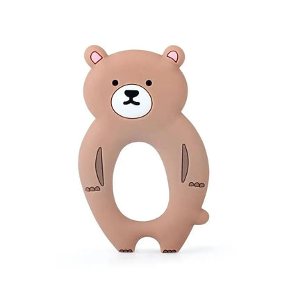 Stevvex bear-shaped silicone teether BPA-free brown baby teething toy on Tampa Home & Garden Store