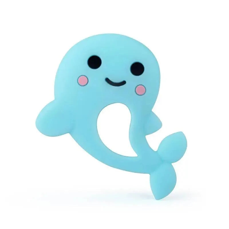 Baby silicone teether blue whale ring with smiling face by Stevvex BPA free on Tampa Home & Garden Store