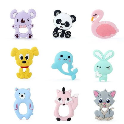 Stevvex Baby Silicone Teethers BPA Free with 9 assorted animal shapes on silicone beads on Tampa Home & Garden Store