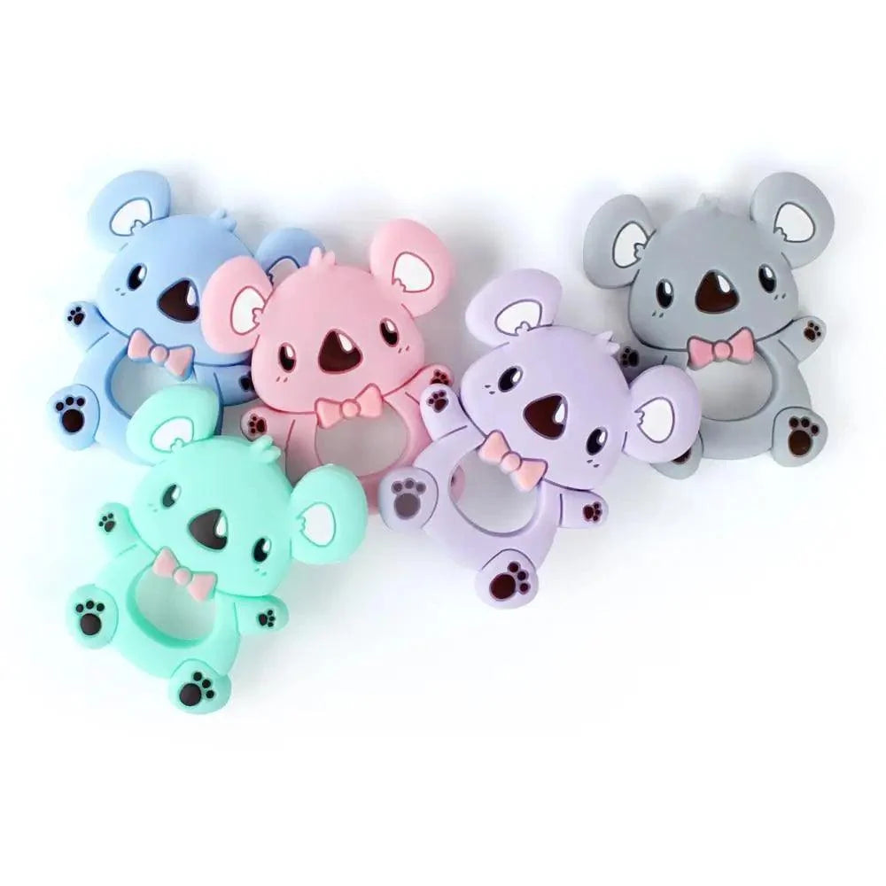 Stevvex 5-piece baby silicone koala teether set in pastel colors BPA free on Tampa Home & Garden Store