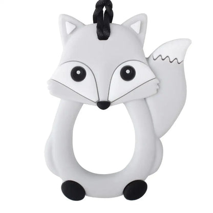 Fox-shaped silicone baby teether, gray/white, BPA-free, Stevvex on Tampa Home & Garden Store
