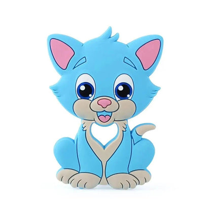 Stevvex baby silicone teether dog figure, BPA-free blue teething toy with beige muzzle on Tampa Home & Garden Store