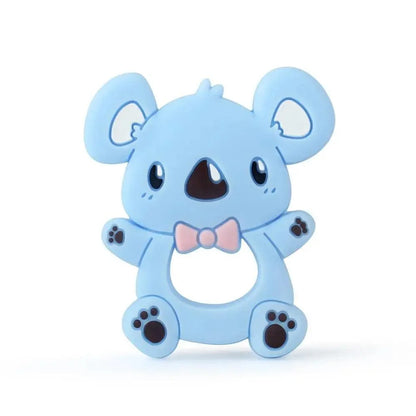 Koala silicone teether for babies, blue with pink bow tie on Tampa Home & Garden Store