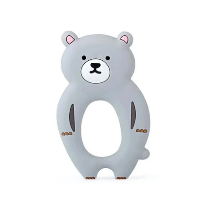 Baby silicone teether bear ring by Stevvex, gray bear-shaped BPA free on Tampa Home & Garden Store