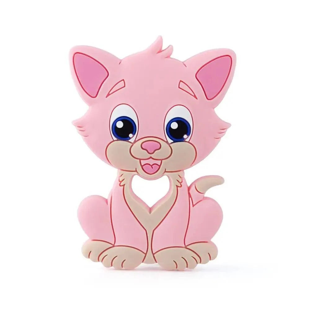 Stevvex pink baby silicone teether toy in cute animal shape with heart chest BPA-free on Tampa Home & Garden Store