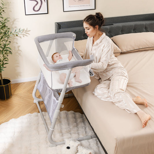 Baby Bassinet Bedside Crib with Adjustable Height Comfy Mattress - Tampa Home & Garden Store