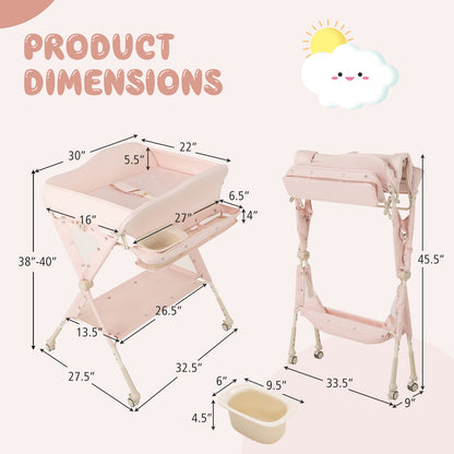 Baby Diaper Changing Table with Water Basin Wheel