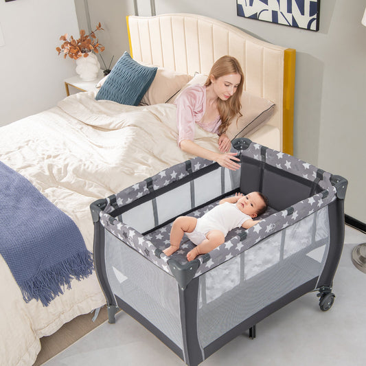 Portable Baby Playard with Changing Table Bassinet and Music Box - Tampa Home & Garden Store