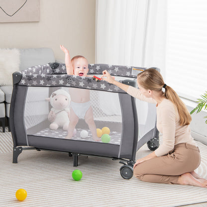 Portable Baby Playard with Changing Table Bassinet and Music Box