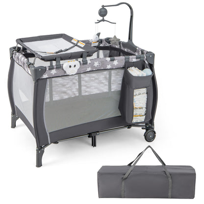 Portable Baby Playard with Changing Table Bassinet and Music Box