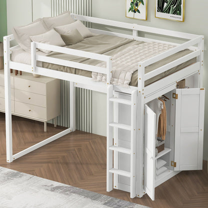 Loft bed with built-in wardrobe and storage shelves, white LED light by HouseOfZazla on Tampa Home & Garden Store