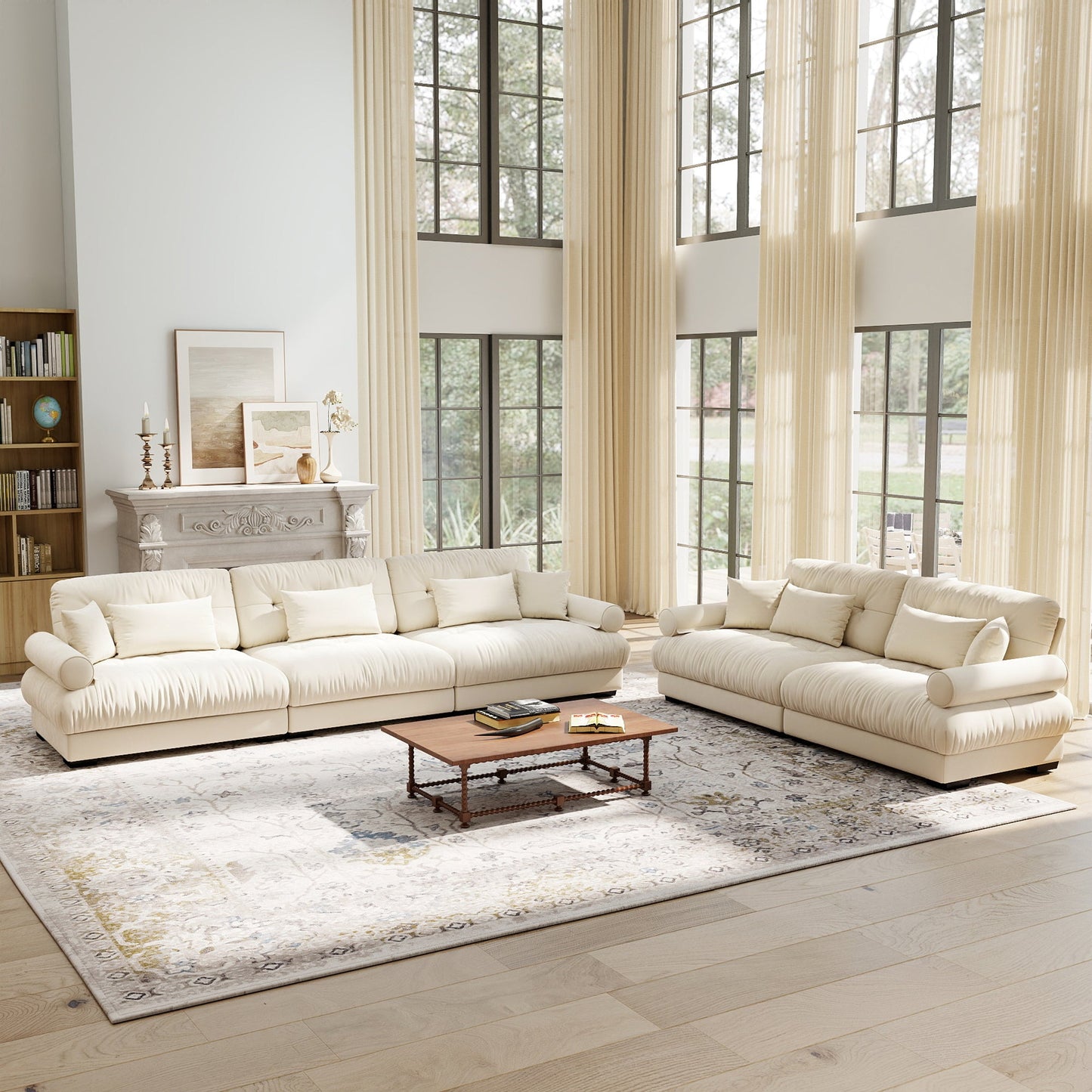 Modern Modular Velvet Sofa Set and Cushions