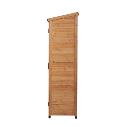 Outdoor Shed With Vertical Tool Cabinet and Shelf