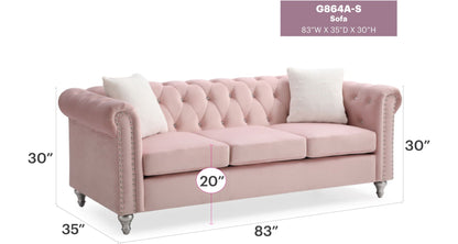 the Raisa Tufted Sofa and Nailhead Accents