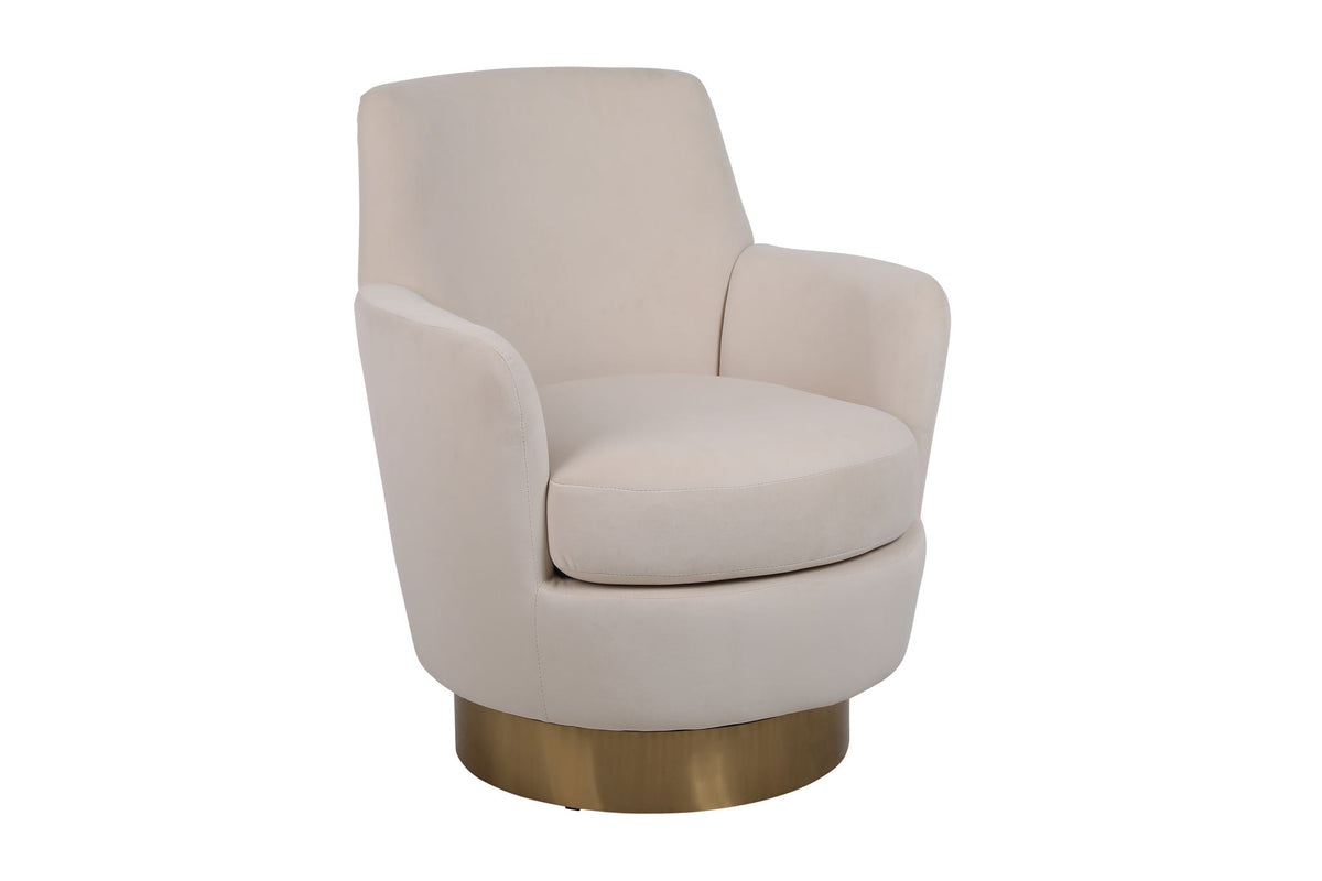 Teddy Swivel Barrel Chair beige velvet upholstery HouseOfZazla, swivel accent chair on Tampa Home & Garden Store