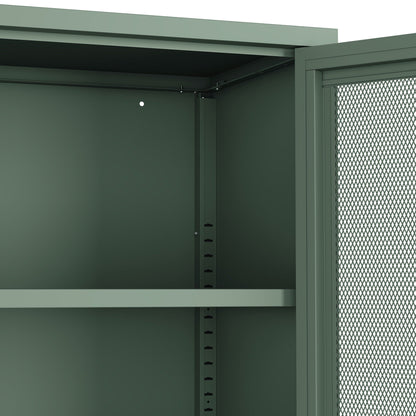 Metal Accent Cabinet with Adjustable Shelves in green metal finish by HouseOfZazla on Tampa Home & Garden Store