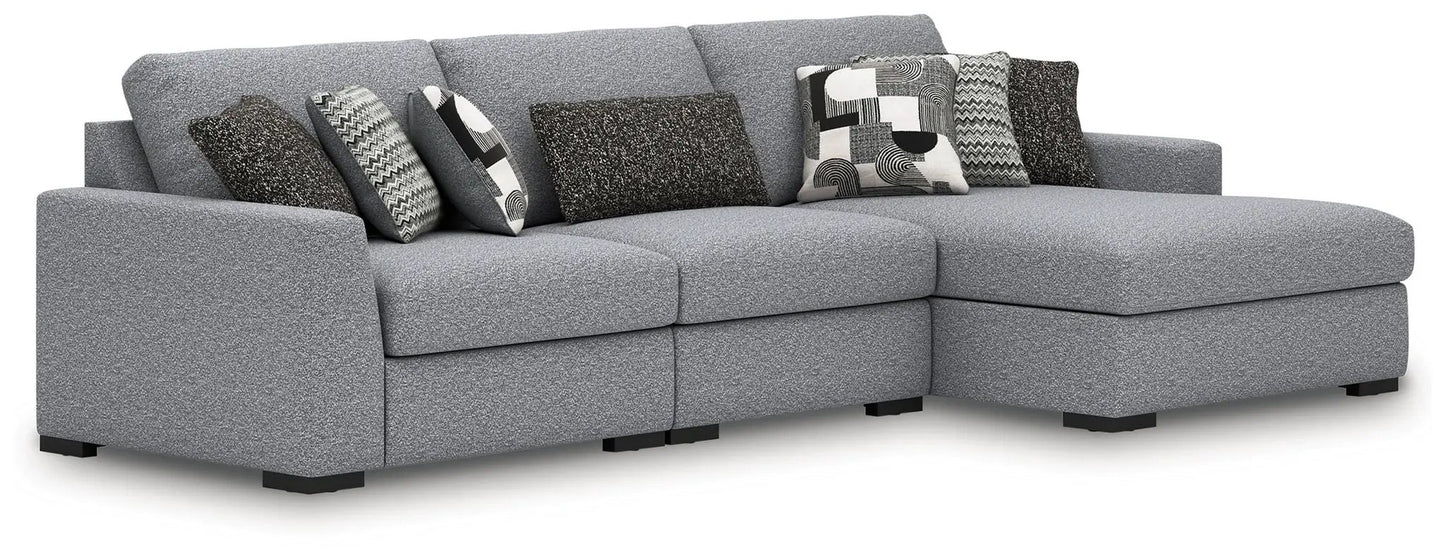 Bealton Sectional, gray textured stationary sofa with pillows, Unique Piece Furniture on Tampa Home & Garden Store
