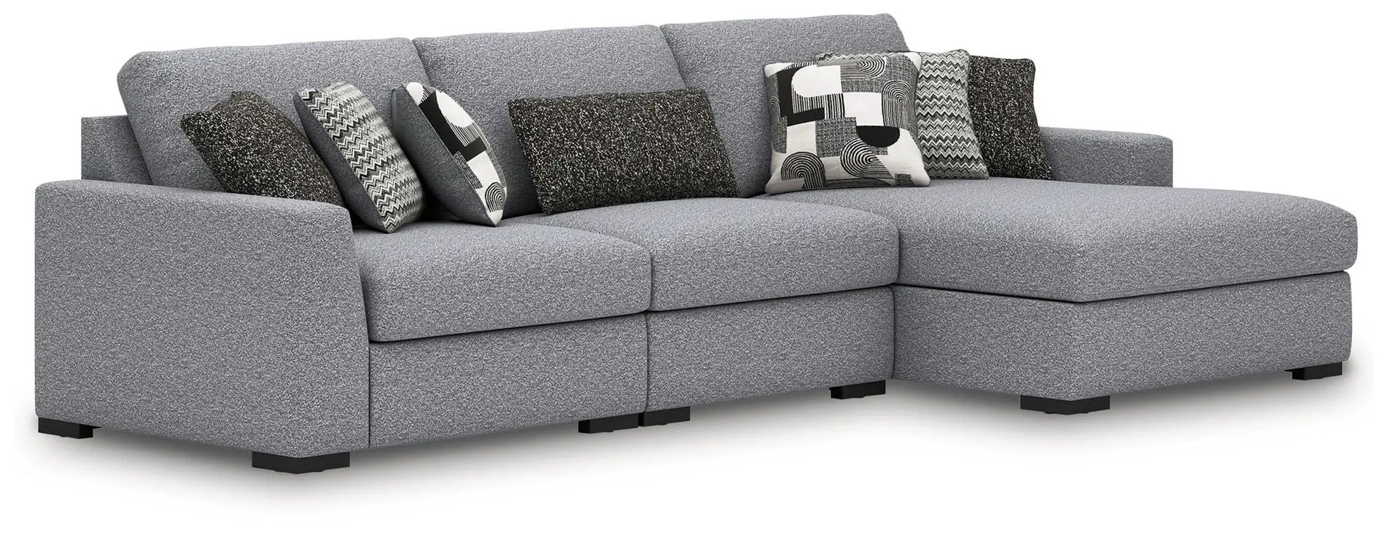 Bealton Sectional, gray textured stationary sofa with pillows, Unique Piece Furniture on Tampa Home & Garden Store