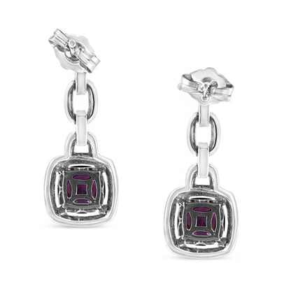 Earrings .925 Sterling Silver 6x6mm cushion-cut amethyst drop with diamond accents on Tampa Home & Garden Store