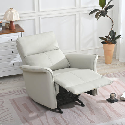 Manual Rocker Recliner Chair for Adults light gray faux leather HouseOfZazla modern living room on Tampa Home & Garden Store