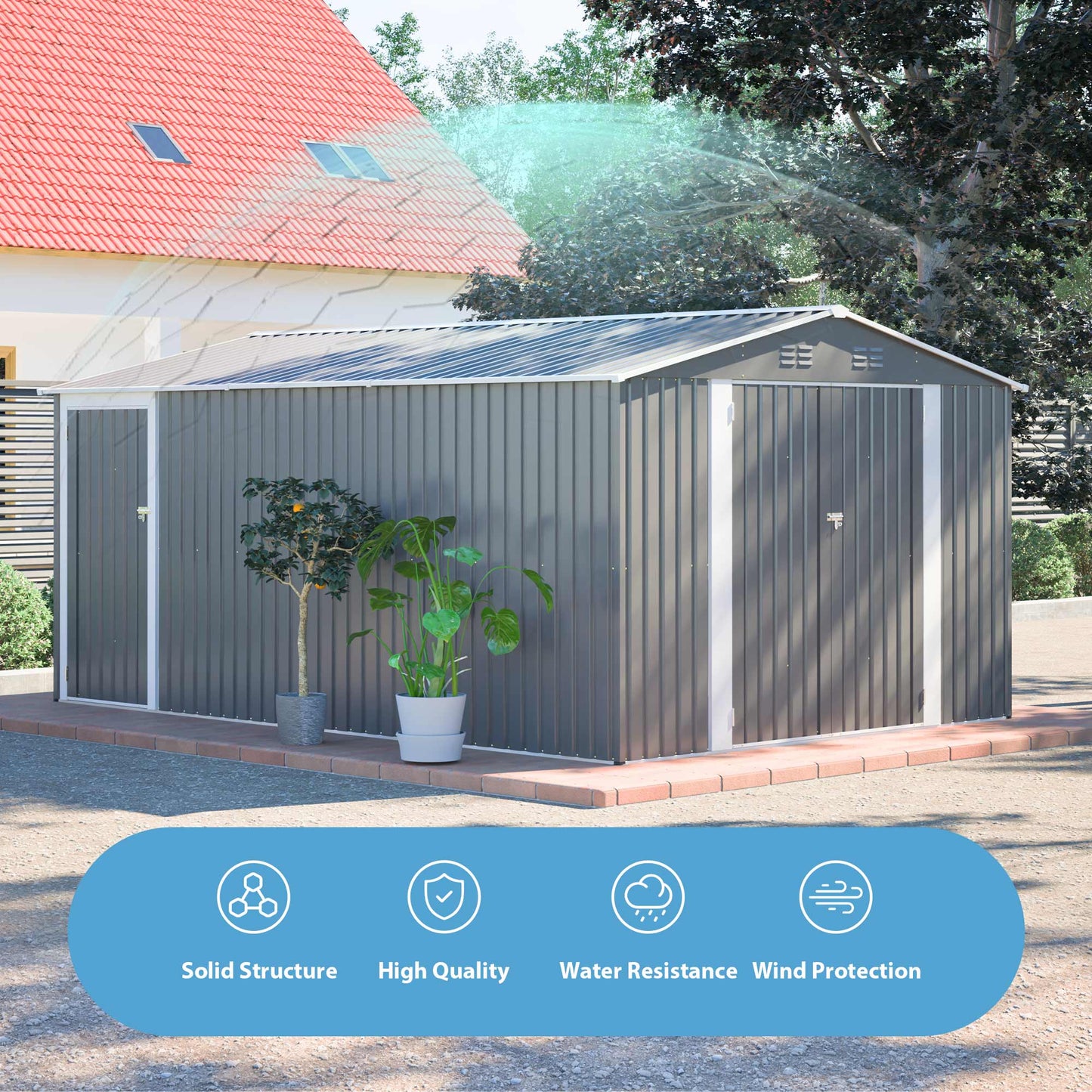 Outdoor Metal Storage Shed For Patio And Yard