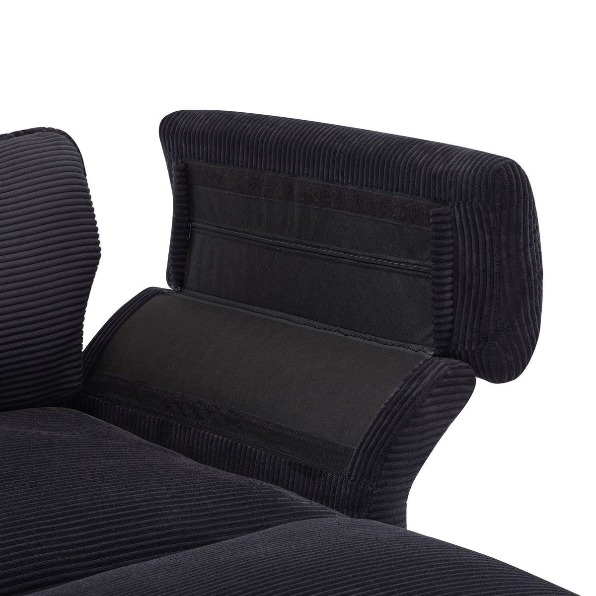 Modern Deep Seat Sectional Sofa With Ottoman black corduroy upholstery HouseOfZazla on Tampa Home & Garden Store